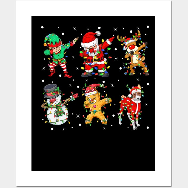 Dabbing Dab Santa Elf Basenji Dog Friends Christmas Lights Wall Art by nvqdesigns